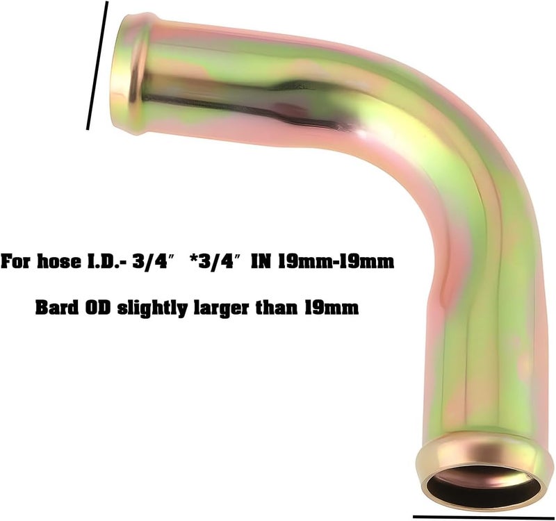 Briny River 2pcs 90° Elbow Heater Hose Connector Adapter Coolant Fitting for Automotive Systems, 3/4" x 3/4" in 19mm x 19mm - Image 4